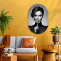 Vrouw - Lolly - Zwart Wandcirkel Ovaal Glas middel -sfeer4