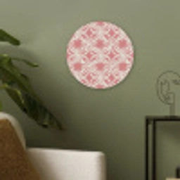 Roze - Bloemenmotief - Wit - Modern Akoestische PET Vilt - Rond klein 838 -sfeer2