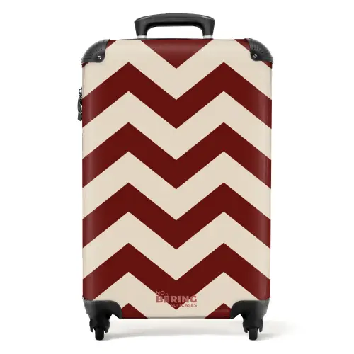 Zigzag patroon in rood en crème NBS - Handbagage koffer - Unisex middel -productfoto_recht
