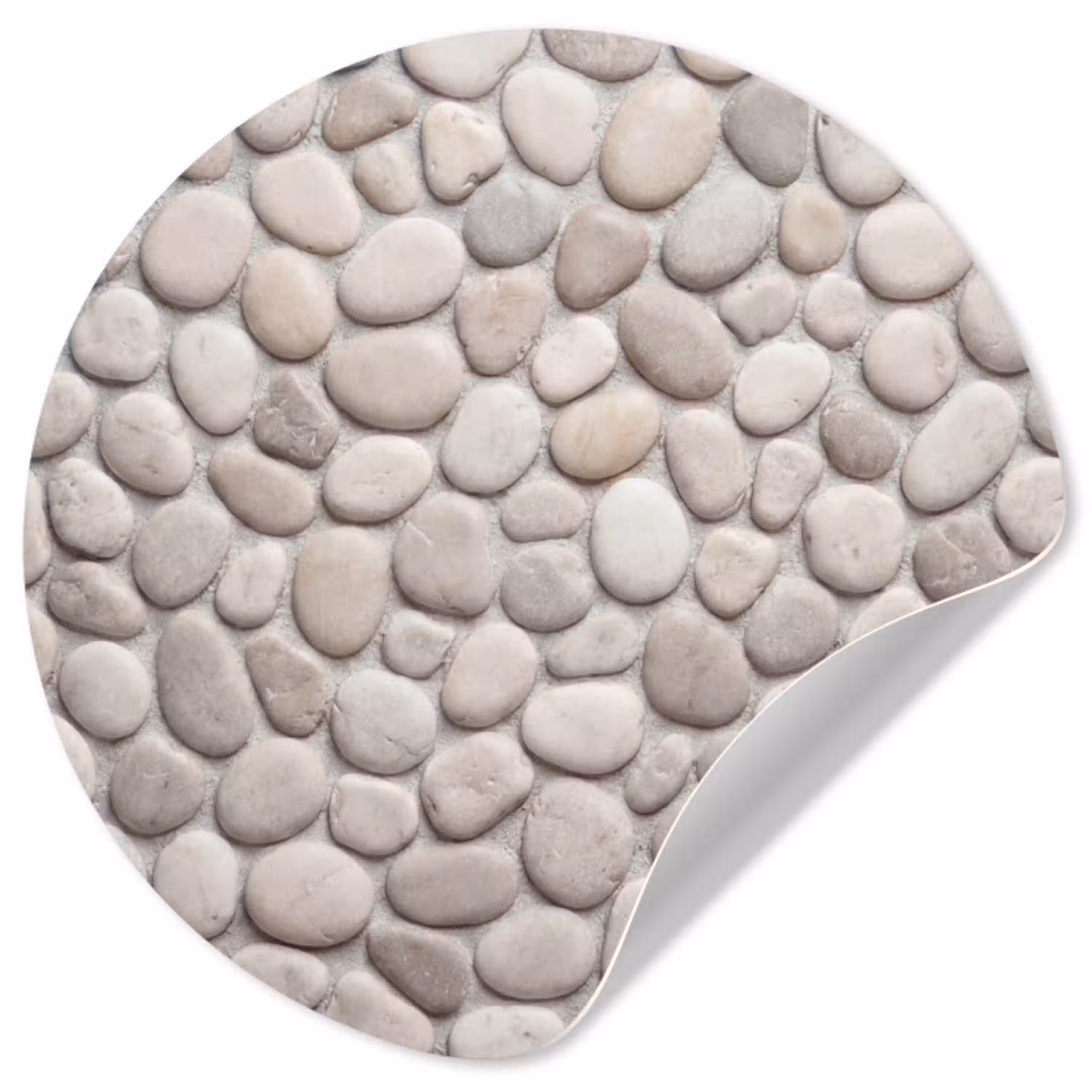 Steen - Kiezel - Natuur - Minimalistisch - Beige Wandcirkel behangsticker klein -3d