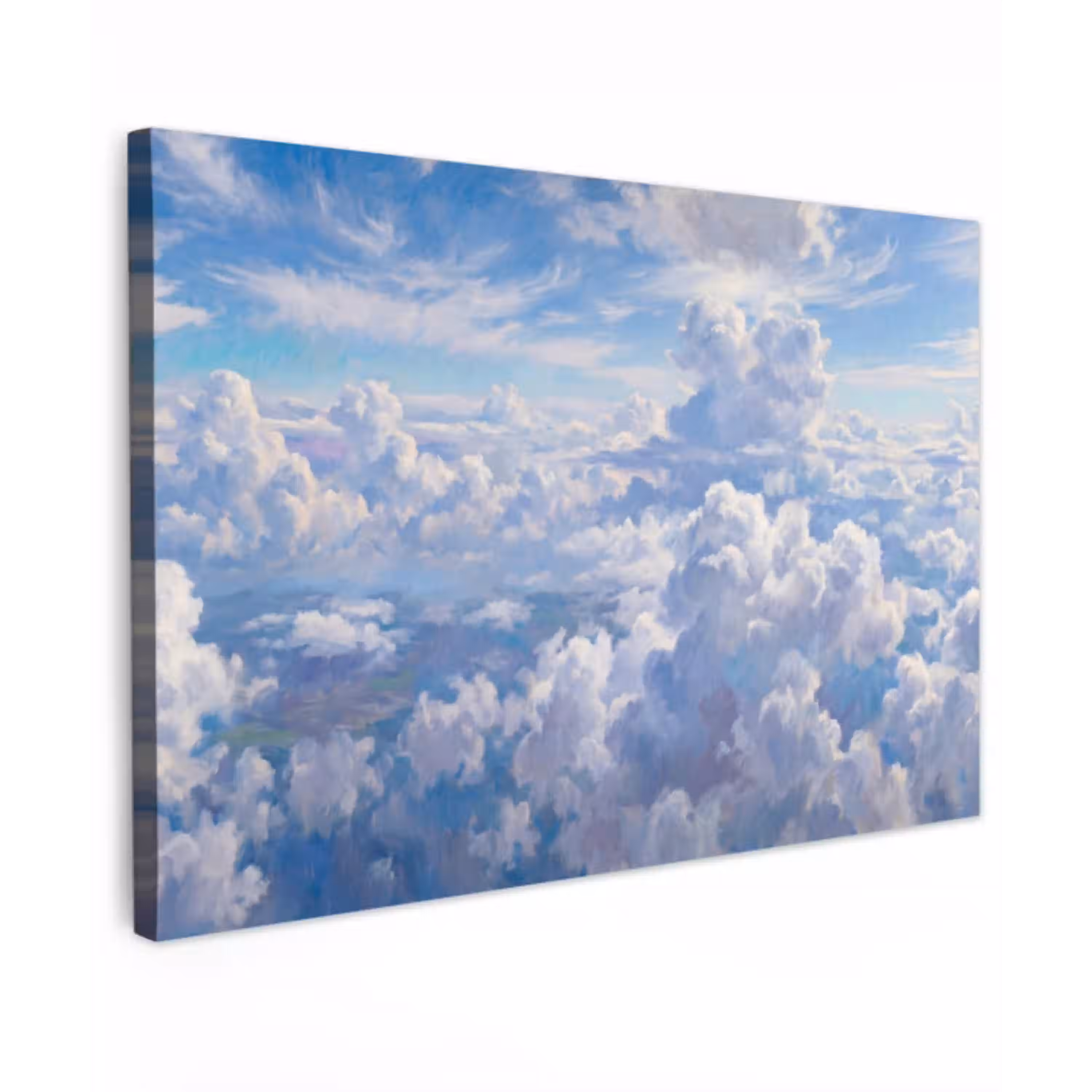 Wolken - Lucht - Natuur - Abstract - Blauw Tuinposter op houten frame 2 cm dik klein -3d