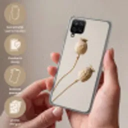 Papaverbollen - Droogbloemen - Minimalistisch - Beige - Rustig Telefoonhoesje Samsung Galaxy A12 klein -sfeer3_NL