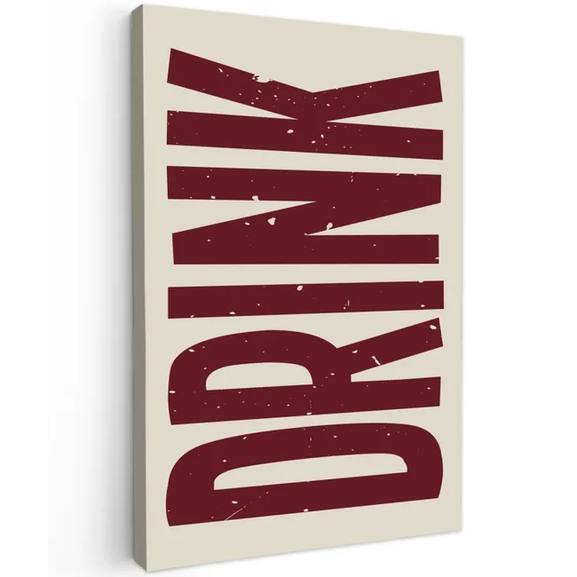 Rood - Vintage - Decoratie - Japandi Tuinposter op houten frame 2 cm dik klein -3d