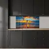 Zee - Zonsondergang - Strand - Wolken - Oranje keuken achterwand 2 middel -sfeer1