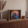 Vogel - Kraai - Graffiti - Zwart - Dieren Light Box met batterij (Wandlamp) middel -sfeer2