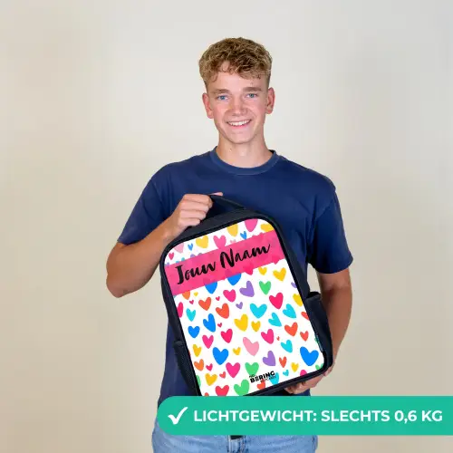 Hartjes - Kleurrijk - Patroon Rugzak - Zwart middel -sfeer7_NL