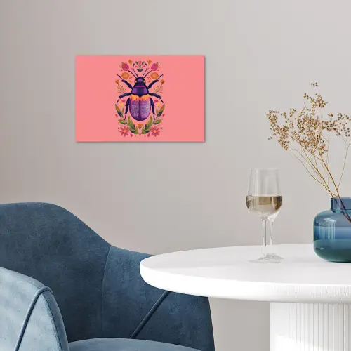 Paars - Kever - Stipjes - Bloemen poster papier klein -sfeer3