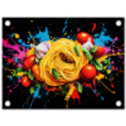 Spaghetti - Graffiti - Verf - Kleurrijk - Eten - Modern tuinposter los doek klein -3d