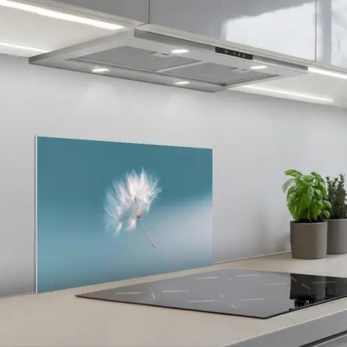 Paardenbloempluisje - Blauw - Lucht keuken achterwand spatscherm klein -3d_schuin