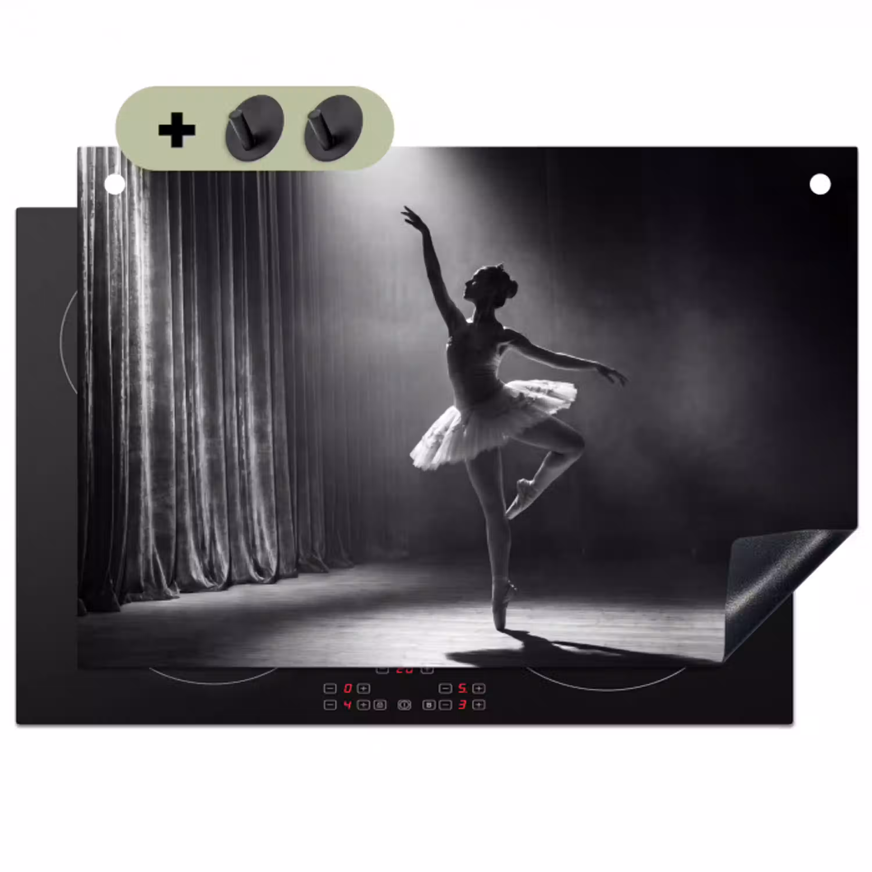 Danser - Podium - Zwart-wit - Kunst - Klassiek Inductie beschemer met haakjes klein -3d