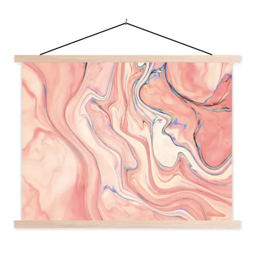 Marmer - Pastel - Roze - Blauw - Marmerlook - Abstract textielposter latten blank klein -3d