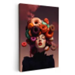 Vrouw - Donuts - Kleurrijk KitchenYeah - Keuken - Canvas klein -3d