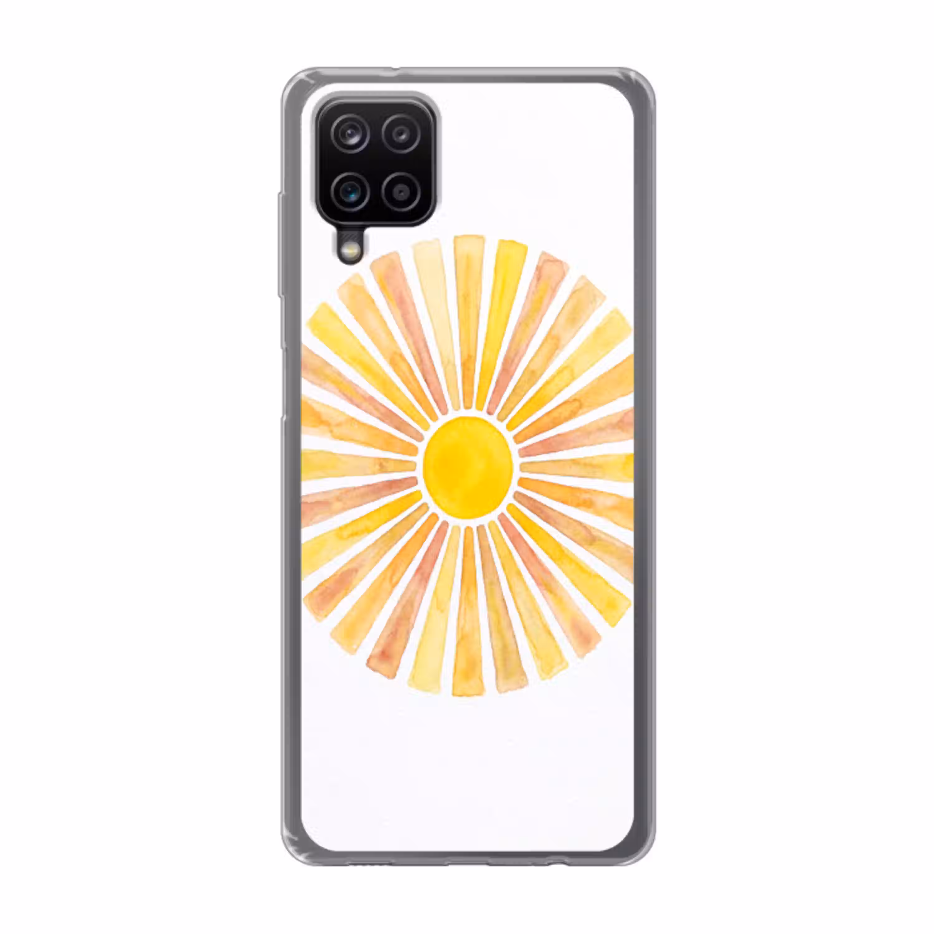 Zon - Stralen - Aquarel - Geel - Abstract Telefoonhoesje Samsung Galaxy A12 klein -3d