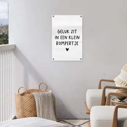Geluk zit in een klein rompertje - Quotes - Spreuken tuinposter los doek klein -sfeer8