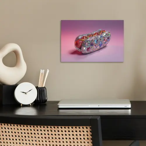 Hotdog - Steentjes - Glitters - Paars poster papier klein -sfeer1