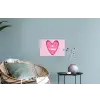 Hart - Frans - Valentijn - Roze Muursticker klein -plant