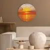 Zonsondergang - Zee - Lucht - Oranje - Horizon - Water Akoestische PET Vilt - Rond klein -sfeer1