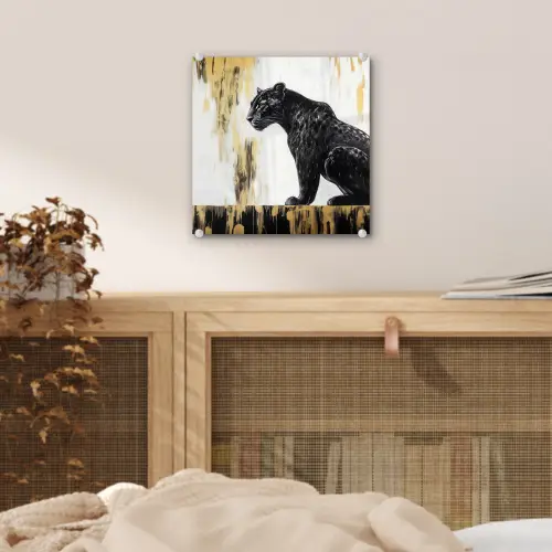 Panter - Zwart - Abstract - Goud plexiglas 5mm klein -sfeer4