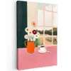 Bloemen - Koffie - Raam Tuinposter op houten frame 2 cm dik klein -3d