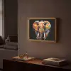 Olifant - Graffiti - Zwart - Dieren - Kleuren Light Box met batterij (Wandlamp) middel -sfeer1