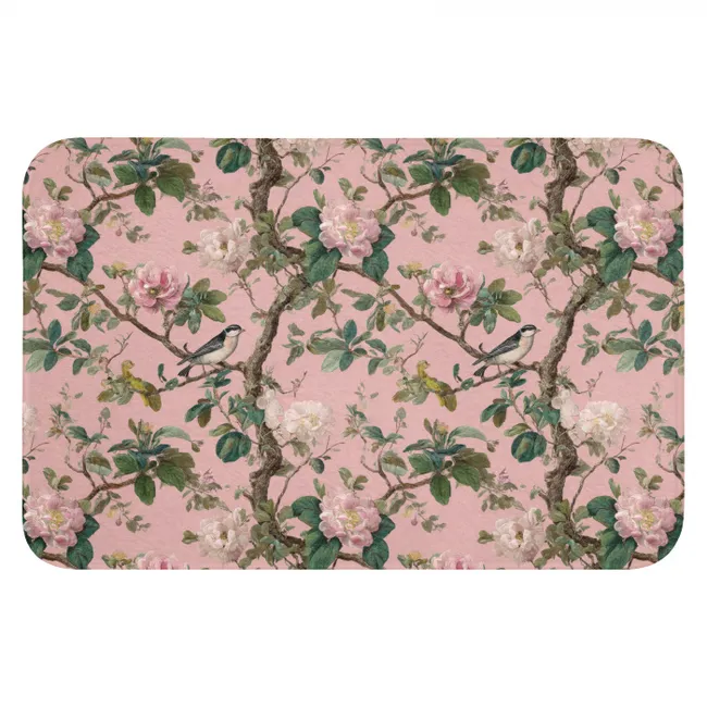 WC Mat - Pioenrozen - Botanisch - Vogel