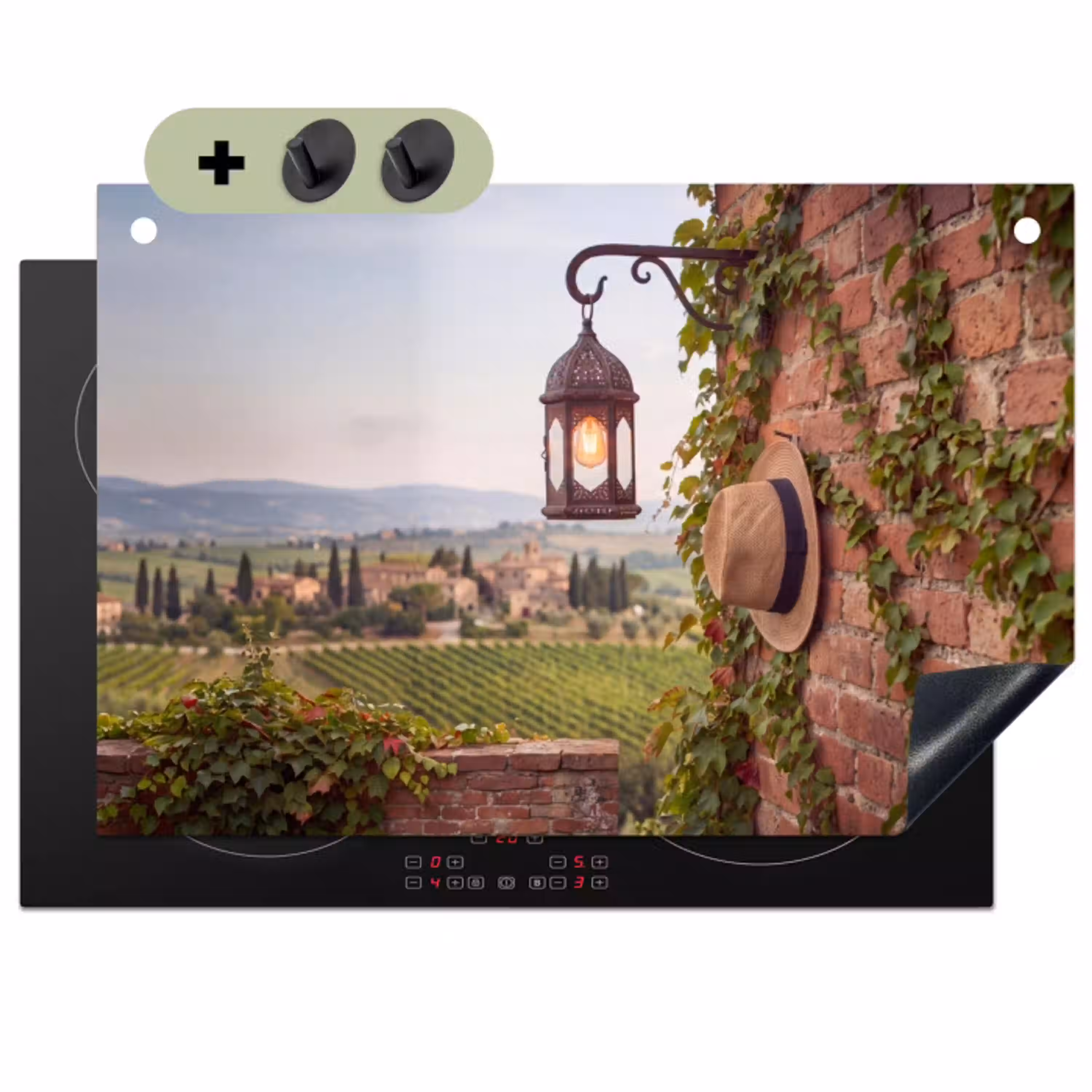 Lantaarn - Wijngaard - Landschap - Italiaans Inductie beschemer met haakjes klein -3d