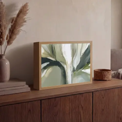 Natuur - Abstract - Groen - Penseelstreken Light Box met batterij (Wandlamp) middel -sfeer2
