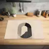 Grafisch gebogen motief - Beige Inductie beschermer vinyl 3mm klein -sfeer5