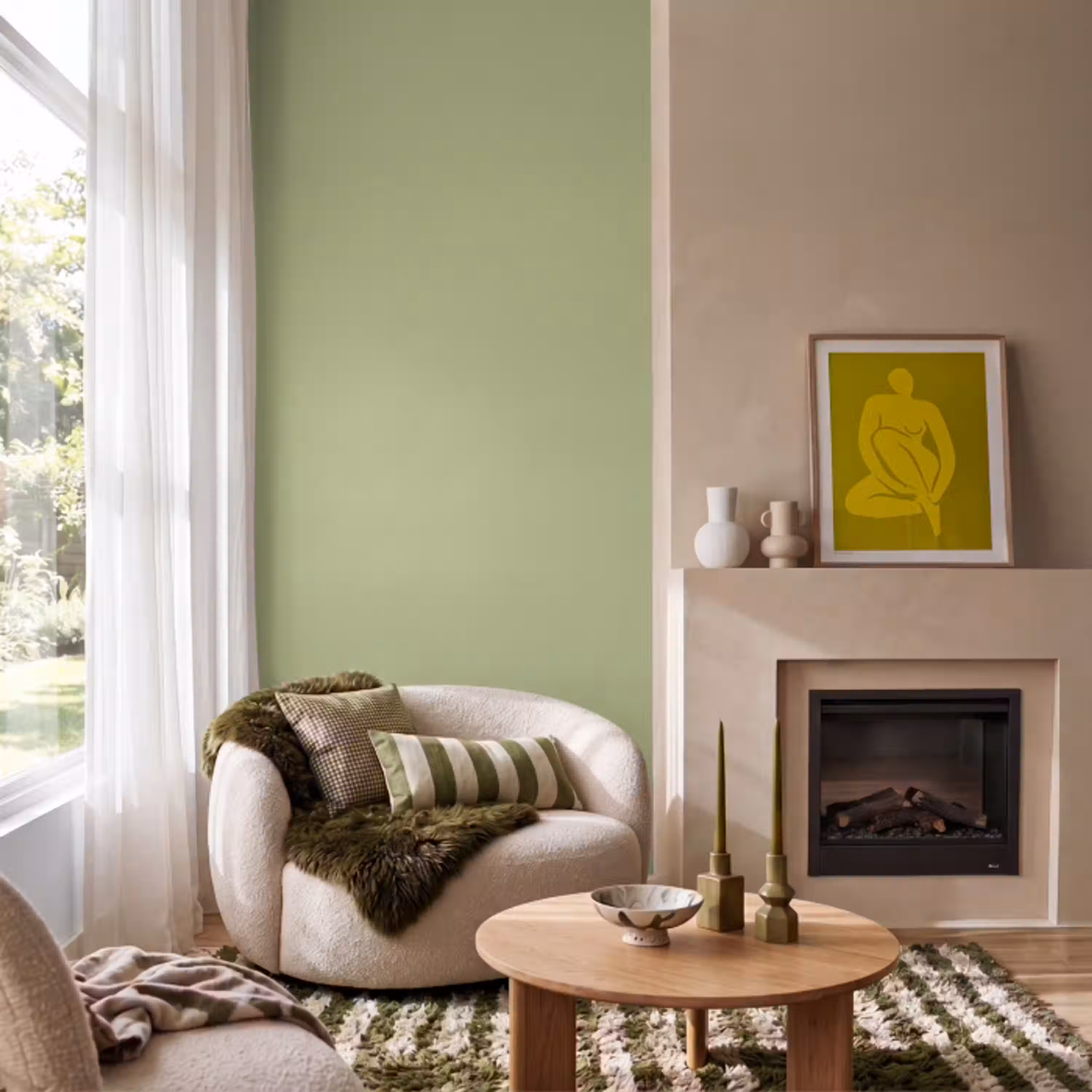 Whispering - Sage - Groen Behang Vlies klein 1076 -sfeer2