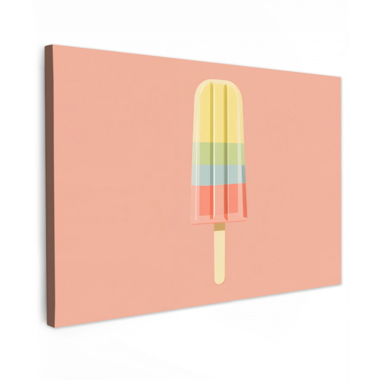 Waterijsje - Pasteltinten - Minimalistisch Tuinposter op houten frame 2 cm dik klein -3d