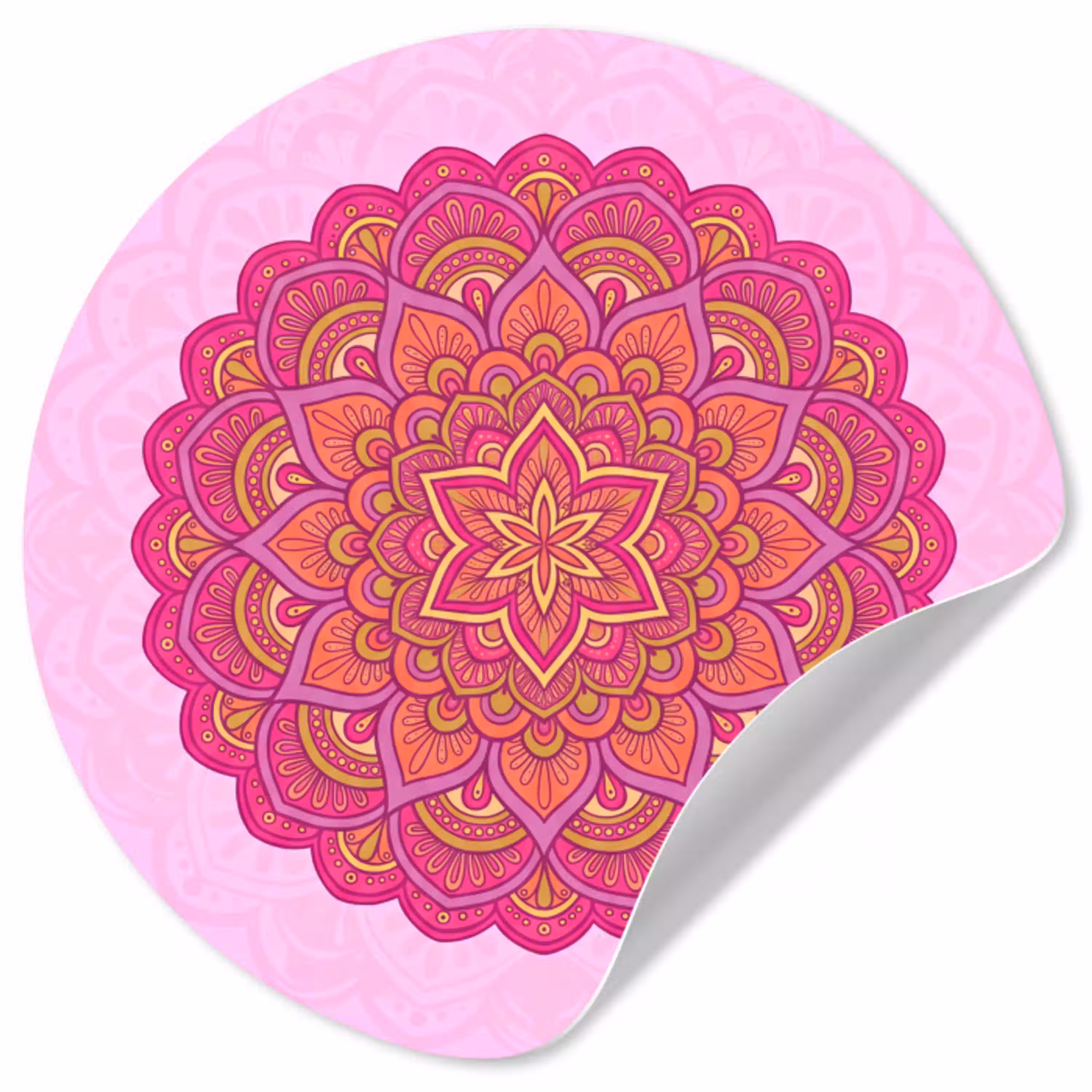 Mandala - Cirkel - Spiritueel - Oosters - Roze Wandcirkel behangsticker klein -3d