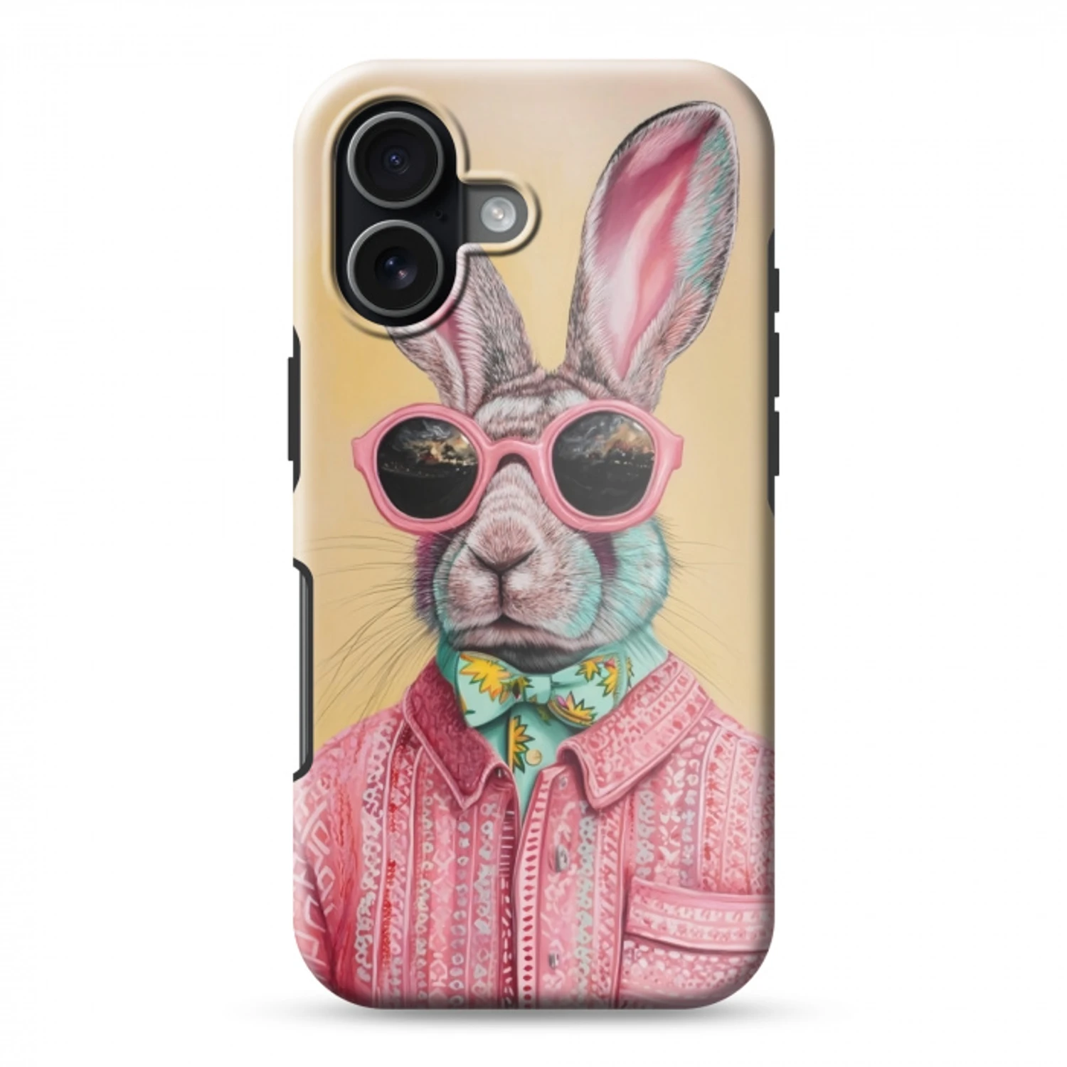 Grijs - Konijn - Blouse - Strik Toughcase MagSafe Apple iPhone 17 klein -3d