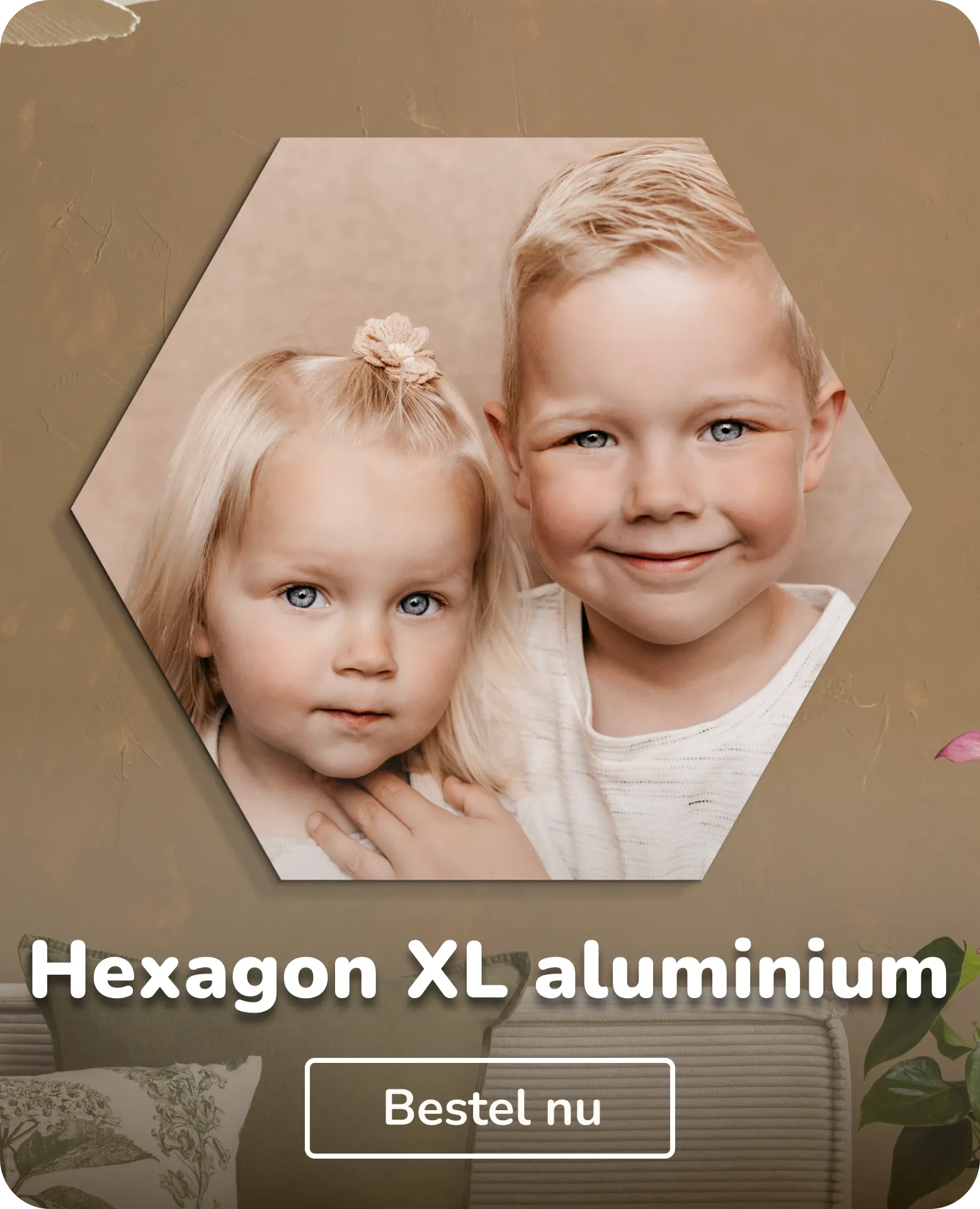 Foto op aluminium hexagon XL