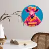 Koe - Bloemenkrans - Oorhangers - Kimono Wandcirkel kunststof plaat 5mm dik klein -sfeer4