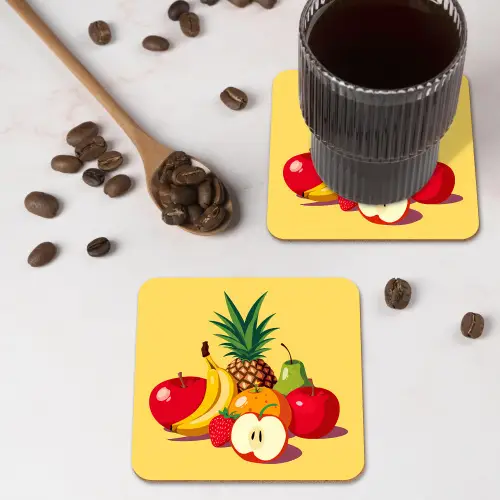 Fruit - Illustratie - Kleurrijk onderzetter kurk middel -sfeer2