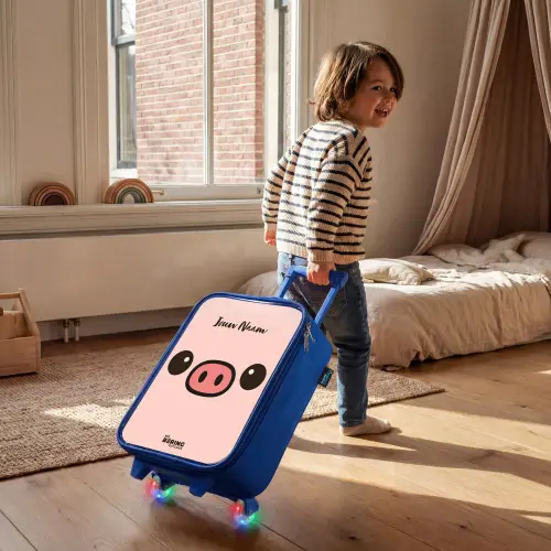 Kawai - Varken - Roze Kinderkoffer - Blauw klein -sfeer1