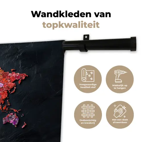 Wereldkaart - Edelstenen - Regenboog - Ruw Wandkleed katoen klein -sfeer2