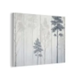 Bos - Bomen - Mist - Natuur - Illustratie - Grijs PET vilt klein -3d