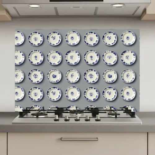 Borden - Bloemen - Blauw - Wit keuken achterwand spatscherm klein 900 -3d_website