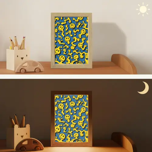Smileys - Geel - Blauw Light Box met kabel klein -sfeer3_kind