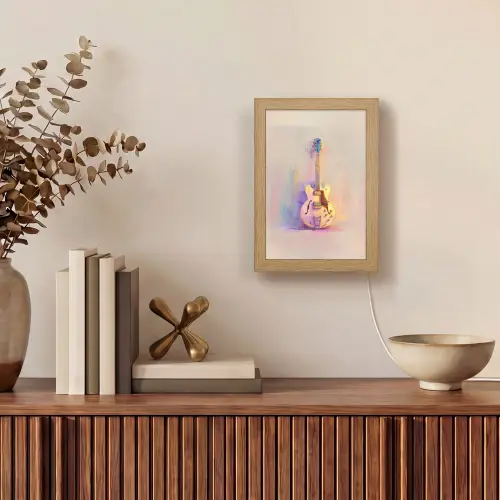 Gitaar - Pastel - Schilderachtig Light Box met kabel (Tafellamp) klein -sfeer2