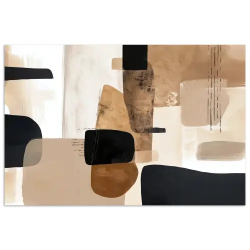 Vlakken - Abstract - Zwart - Strepen poster papier klein -3d