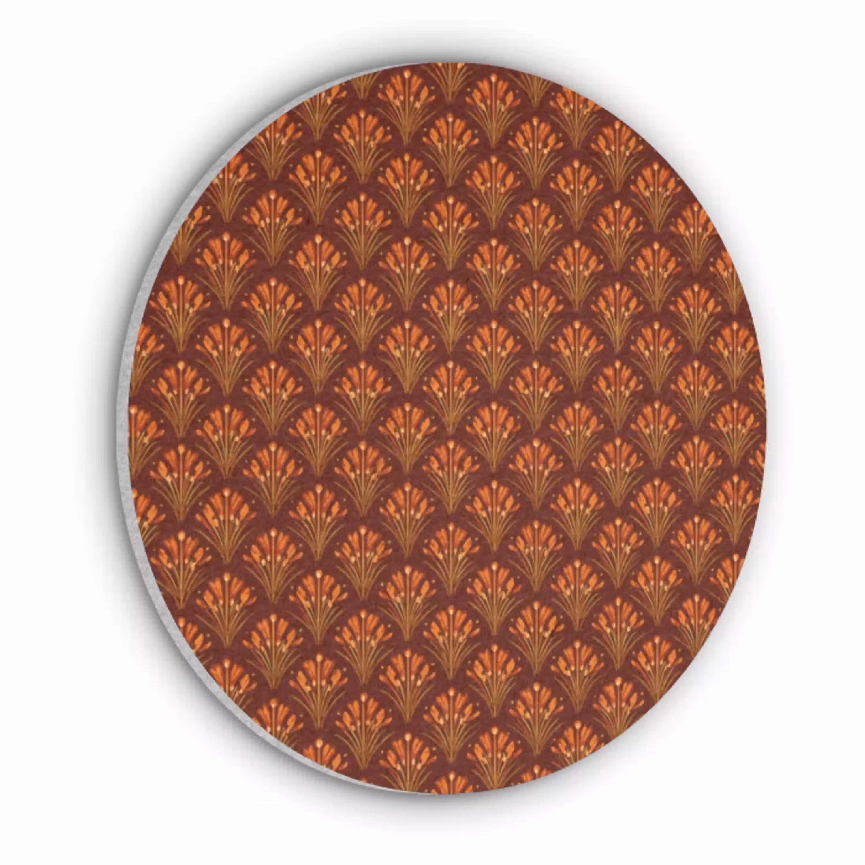 Waaiers - Art Deco - Botanisch - Roestbruin - Oranje Akoestische PET Vilt - Rond klein 838 -3d