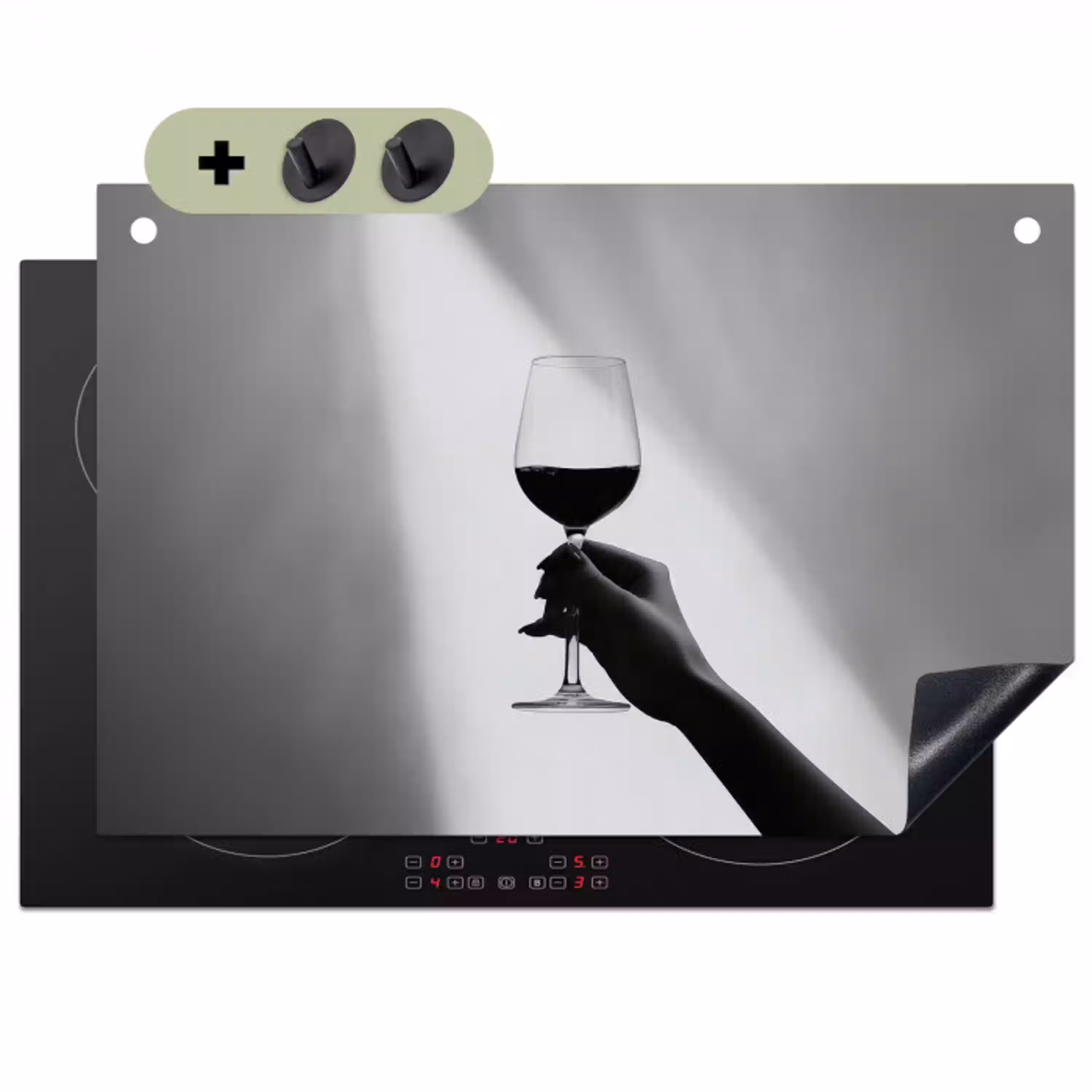 Lichtinval - Wijn - Rood - Glas Inductie beschemer met haakjes klein -3d
