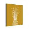 Lijnillustratie - Ananas - Bladkroon - Okergeel aluminium wit klein -3d