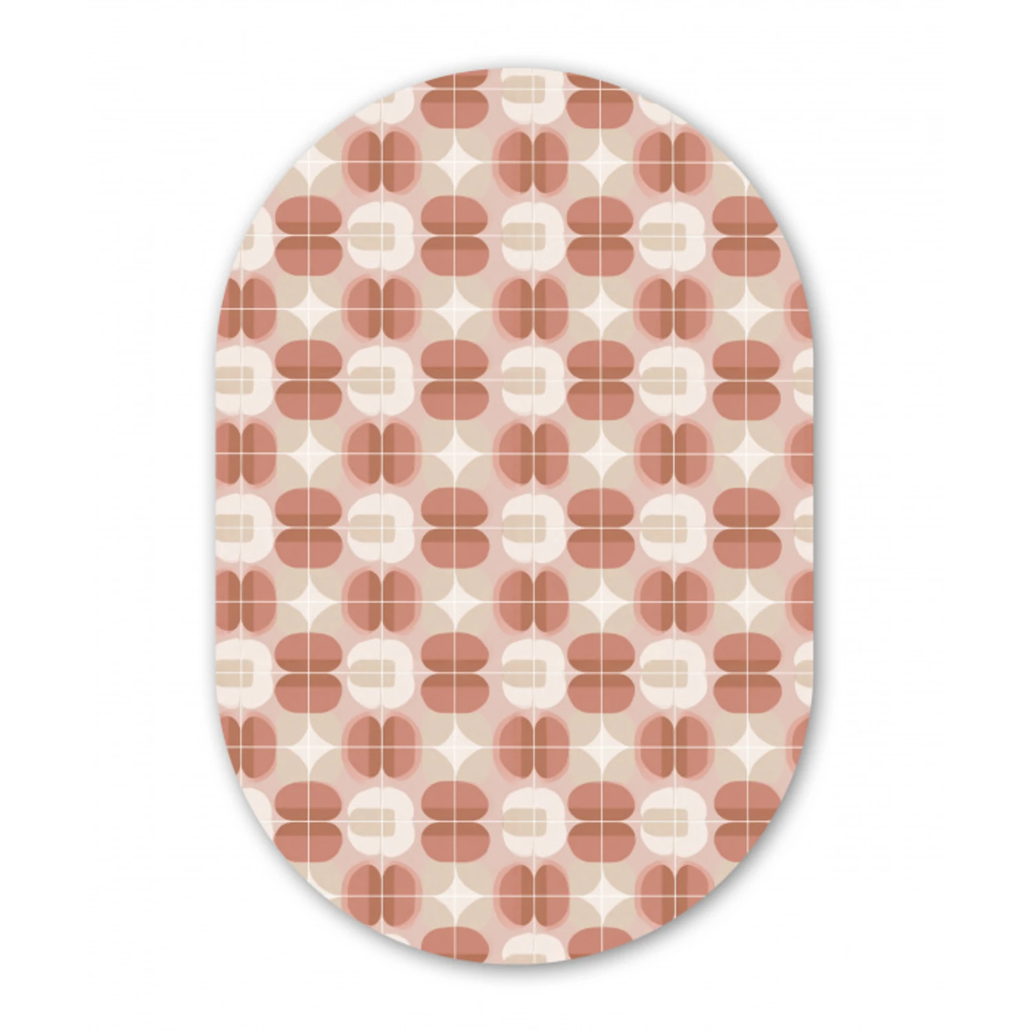 Retro - Klassiek - Roze Wandcirkel Ovaal Aluminium middel 839 -3d