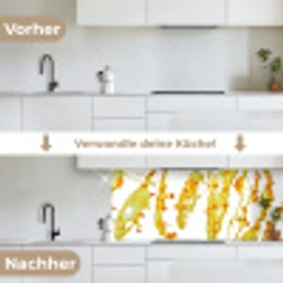 Oranje - Geel - Splash - Fruit keuken achterwand 2 middel -voor-na_DE