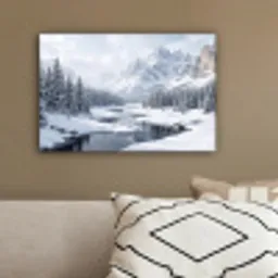 Sneeuwlandschap - Bergen - Rivier - Winter canvas 2cm klein -sfeer3