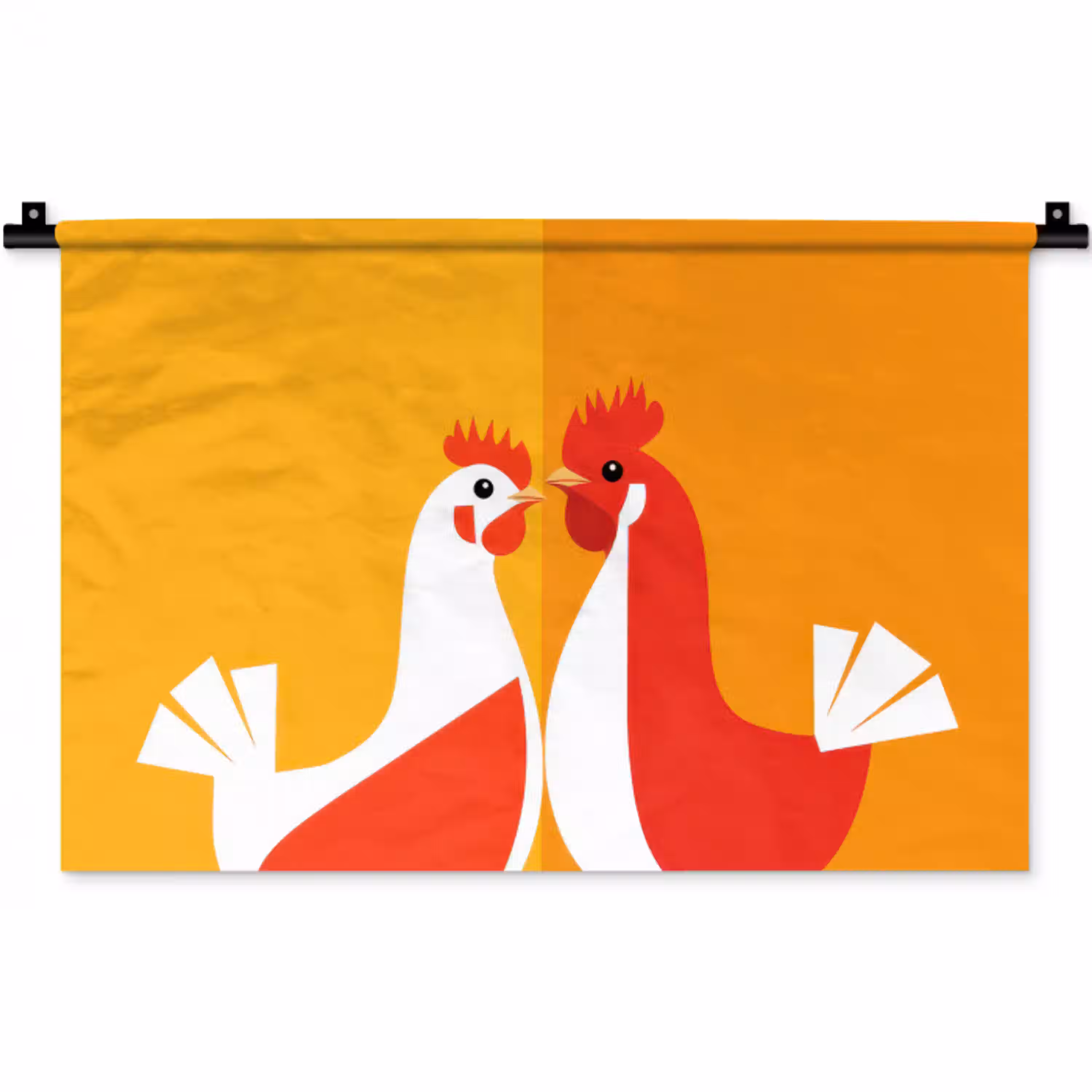 Kippen - Oranje - Vlakken Wandkleed katoen klein -zz3d