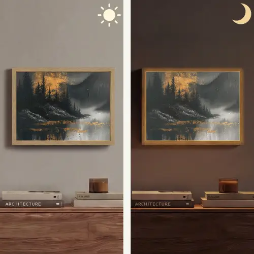 Natuur - Abstract - Landschap - Modern Light Box met batterij (Wandlamp) middel -sfeer3